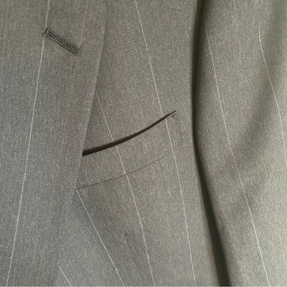 Hart Schaffner Marx Gold Trumpeter Pure Virgin Wool Dark Blue Stripe Suit Large - Picture 8 of 13